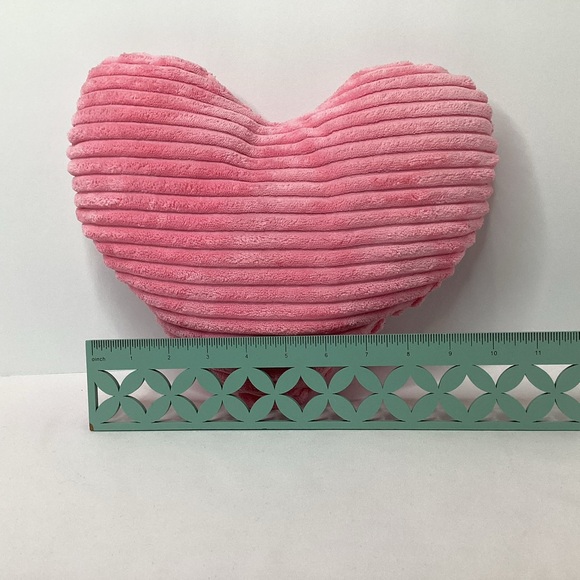 Heart Shaped Corduroy Rib Plush Valentine's Day Throw Pillow Pink Stuffed Animal - Picture 4 of 4